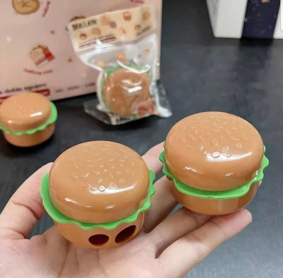 Hamburger Shape Double Hole Pencil Sharpener, Kids School Cute Stationery, Creative Cartoon Mini Sharpener Hamburger Shape Double Hole Pencil Sharpener, Kids School Cute Stationery, Creative Cartoon Mini Sharpener